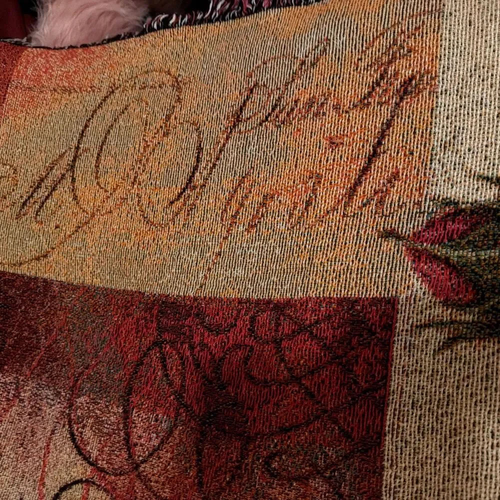 WOVEN TAPESTRY/ THROW KIMBERLEY POLOSON ARTIST BUTTERFLY & ROSE 50” X 60”.  EUC!